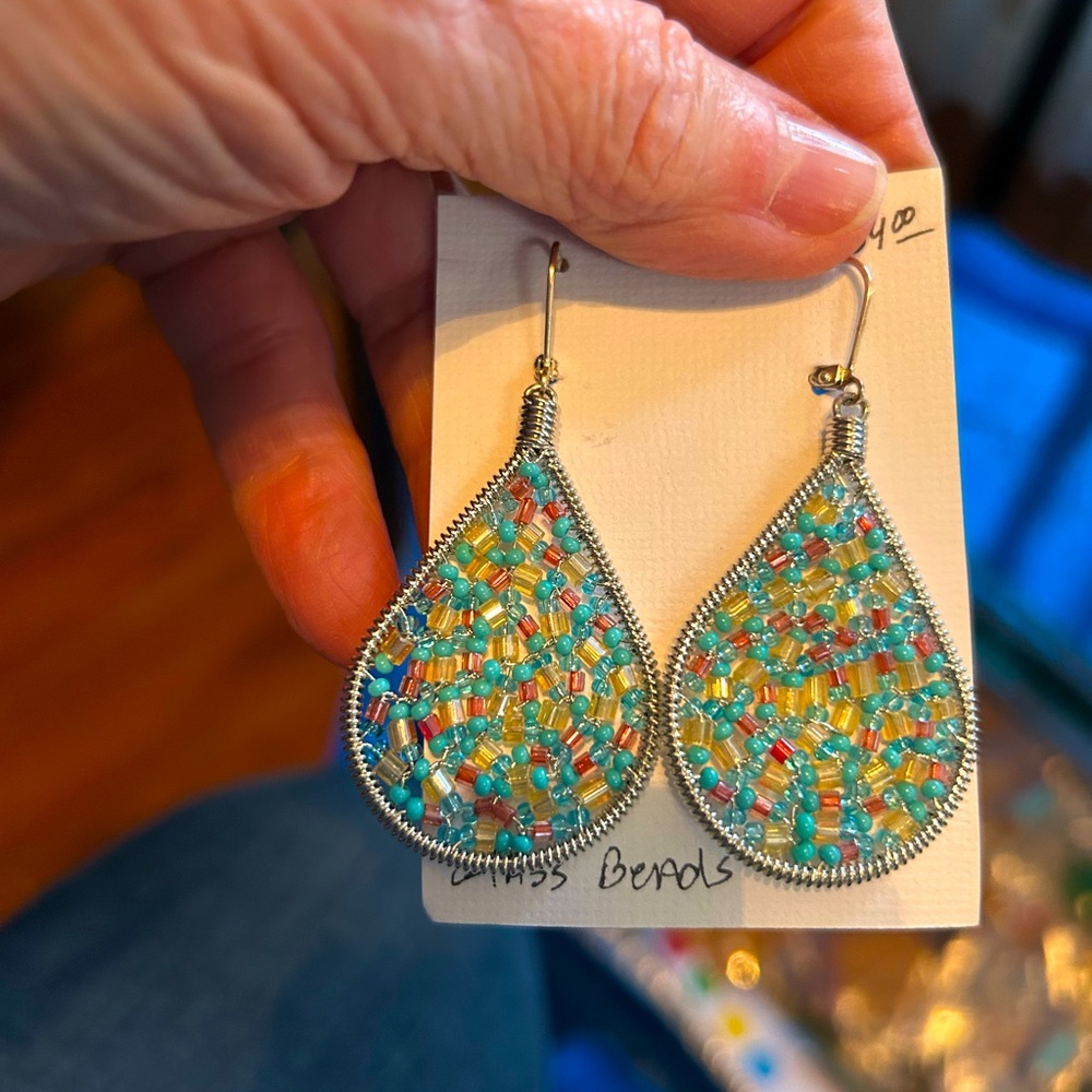 Pastel glass bead earrings